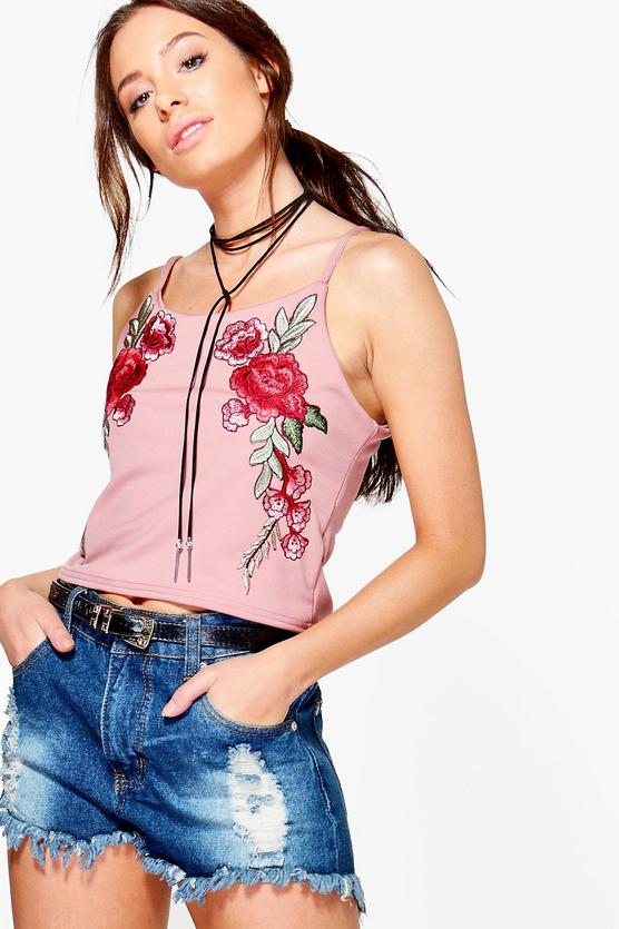 Isabelle Floral Embroidered Crop Top